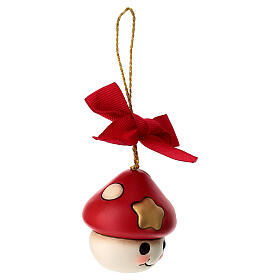 Adorno navideño THUN Hongo Ronnie rojo de cerámica pequeño