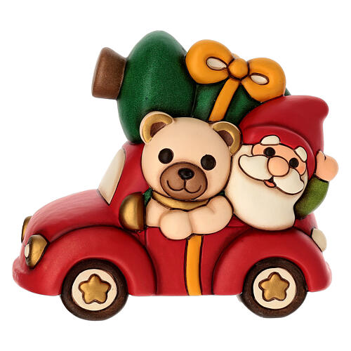THUN Teddy and Oliver Gnome with Car Ceramic Christmas Ornament 1