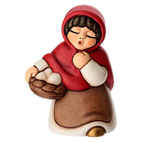 Donna con cesto di uova presepe THUN classico rosso