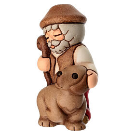 Shepherd with dog, ceramic figurine from THUN Classic Red Nativity Scene