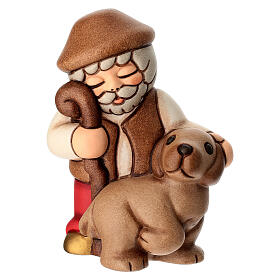 Shepherd with dog in ceramic, THUN Red Nativity Scene