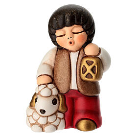 Bimbo con lanterna in ceramica presepe THUN rosso