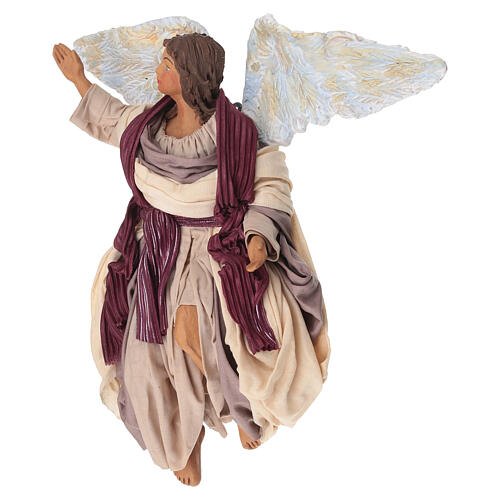 Fliegender Engel mit violettem Gewand, für 25–30 cm Krippe im neapolitanischen Stil 2