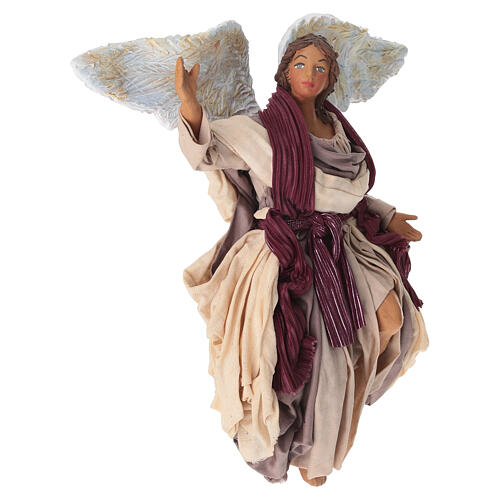 Fliegender Engel mit violettem Gewand, für 25–30 cm Krippe im neapolitanischen Stil 3