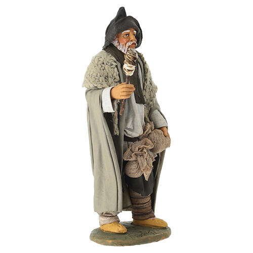 Pastor com tocha em terracota para presépio napolitano 30 cm 3