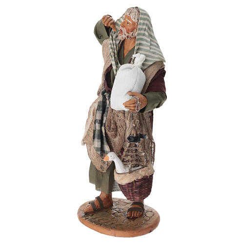 Hirte mit Gans und Korb, 28 cm, für 25–30 cm Krippe im neapolitanischen Stil 3