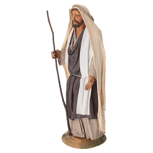 Heilige Familie aus Terrakotta für 30 cm Krippe im neapolitanischen Stil 10