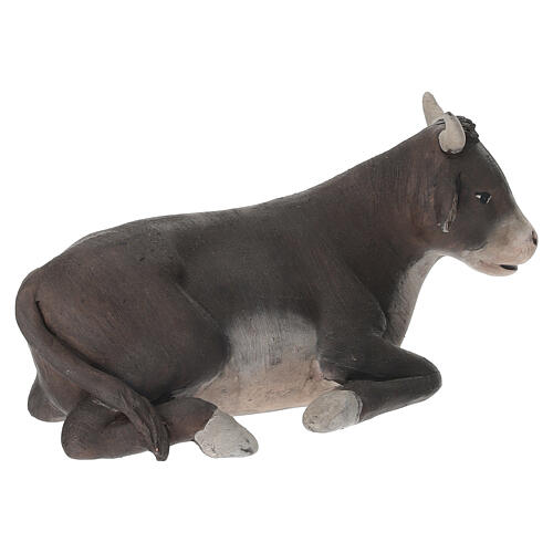 Sitzender Ochse aus Terrakotta, 10 cm, für 20 cm Krippe im neapolitanischen Stil 3