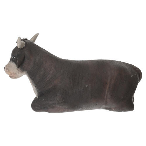 Sitzender Ochse aus Terrakotta, 10 cm, für 20 cm Krippe im neapolitanischen Stil 4