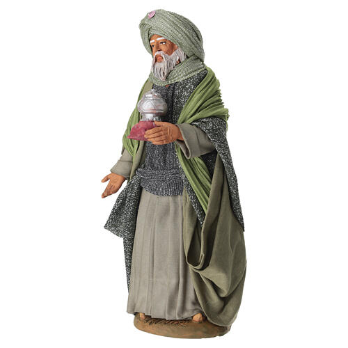 Heiliger König, europäisch, aus Terrakotta, für 20 cm Krippe im neapolitanischen Stil 3