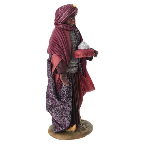 Król Mędrzec ciemnoskóry - figurka z terakoty do szopki neapolitańskiej, 20×10×7 cm 2