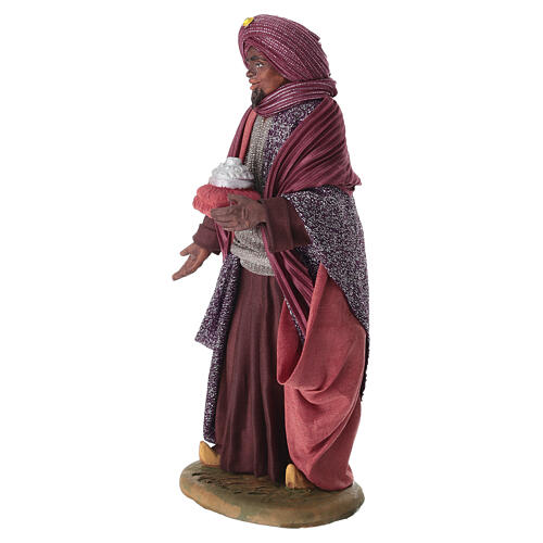 Król Mędrzec ciemnoskóry - figurka z terakoty do szopki neapolitańskiej, 20×10×7 cm 3