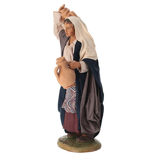 Frau mit Amphore auf der Schulter, aus Terrakotta, für 24 cm Krippe im neapolitanischen Stil 3