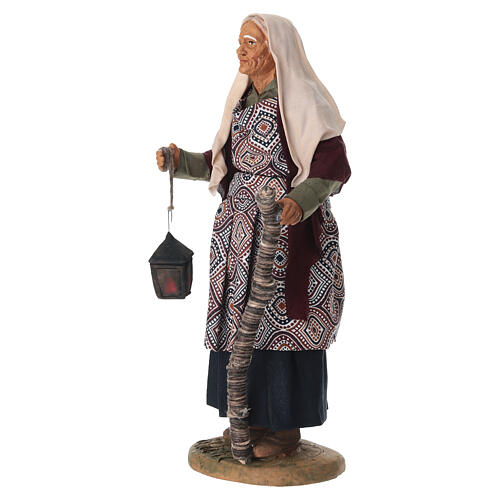 Starsza kobieta z latarenką - terrakotowa figurka do szopki neapolitańskiej 24 cm 3
