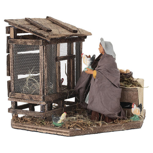 Ogrodzenie dla kur z kurnikiem, ruchoma scenka szopki neapolitańskiej 10–12 cm, 15×15×15 cm 4