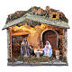 Illuminated stable with moving Nativity for 10 cm Neapolitan Nativity Scene, 28x30x20 cm s1