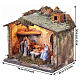 Capanna illuminata con Natività in movimento presepe napoletano 10 cm 30x30x20 s2