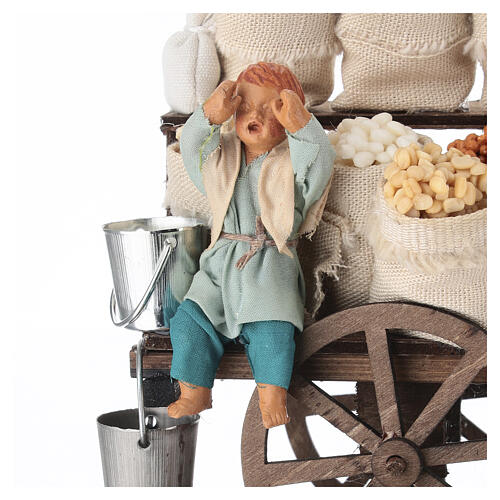 Vendedor de semillas con niño y carro 13x25x9 cm movimiento belén napolitano 14 cm 3