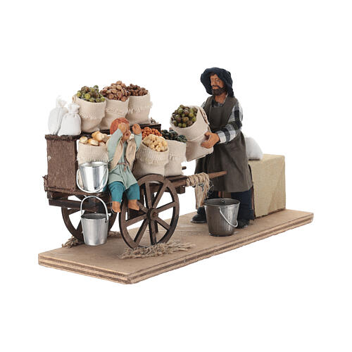 Sprzedawca nasion z dzieckiem na wózie - ruchoma figurka do szopki neapolitańskiej 14 cm, 13×25×9 cm 4