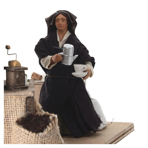 Ruchoma figurka sprzedawczyni kawy do szopki neapolitańskiej 12 cm, 15×20×13 cm 2