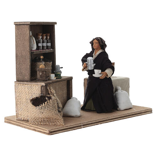 Ruchoma figurka sprzedawczyni kawy do szopki neapolitańskiej 12 cm, 15×20×13 cm 5