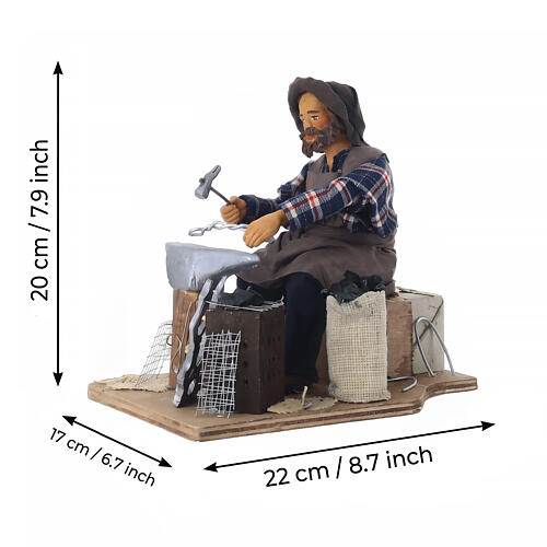 Forgeron avec mouvement et forge illuminée crèche napolitaine 24 cm 2