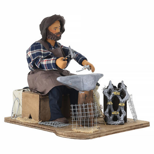 Forgeron avec mouvement et forge illuminée crèche napolitaine 24 cm 3