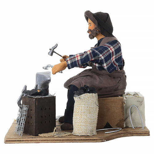 Fabbro con movimento e fucina illuminata presepe napoletano 24 cm 5