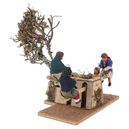 Schaukel mit Kindern, bewegte Krippenszene 28 × 17,3 × 25 cm, neapolitanische Krippe 3