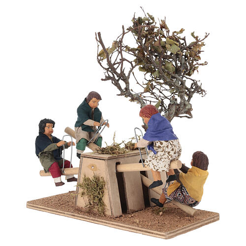 Schaukel mit Kindern, bewegte Krippenszene 28 × 17,3 × 25 cm, neapolitanische Krippe 6
