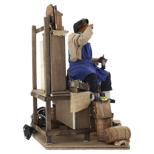 Vendeur de vin sur tonneau animé pour crèche napolitaine 30 cm 8