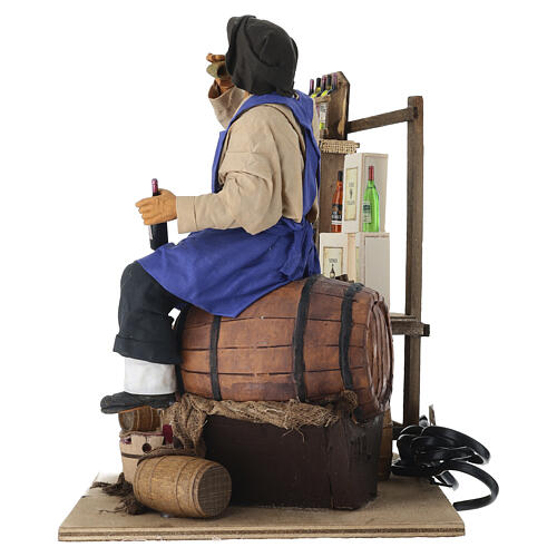 Vendedor de vinho sobre barril em movimento presépio napolitano 30 cm 6