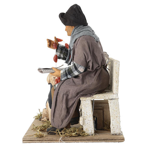 Vagabond avec chien sur banc animé crèche napolitaine 24-30 cm 4