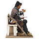 Vagabondo con cane su panchina con movimento presepe napoletano 24-30 cm s5