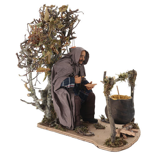 Drwal jedzący przy kociołku - ruchoma figurka do szopki neapolitańskiej 30 cm, 30×15×25 cm 5