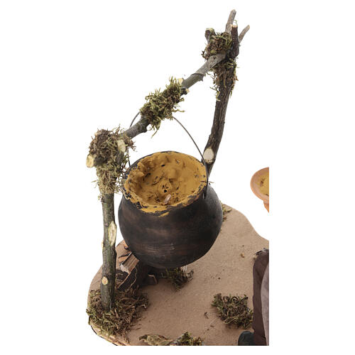 Drwal jedzący przy kociołku - ruchoma figurka do szopki neapolitańskiej 30 cm, 30×15×25 cm 6