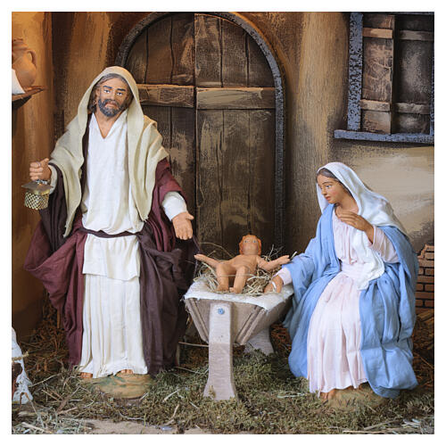 Natividad con cabaña 60x50x40 cm movimiento belén napolitano 30 cm 2