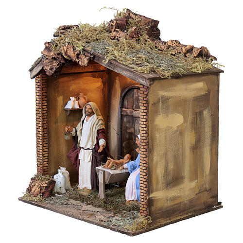 Natividad con cabaña 60x50x40 cm movimiento belén napolitano 30 cm 3