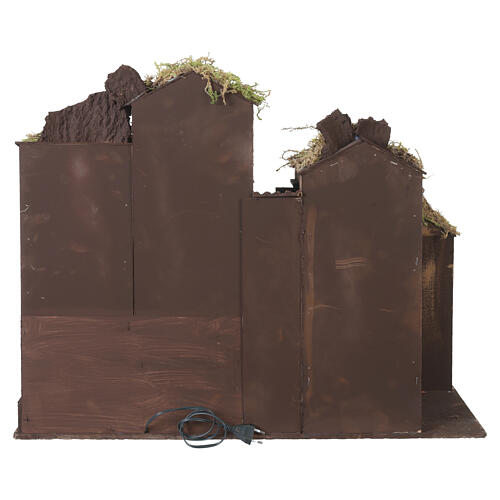 Borgo illuminato con forno presepe napoletano 14 cm 65x80x60 cm 8