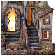 Borgo illuminato con forno presepe napoletano 14 cm 65x80x60 cm s5