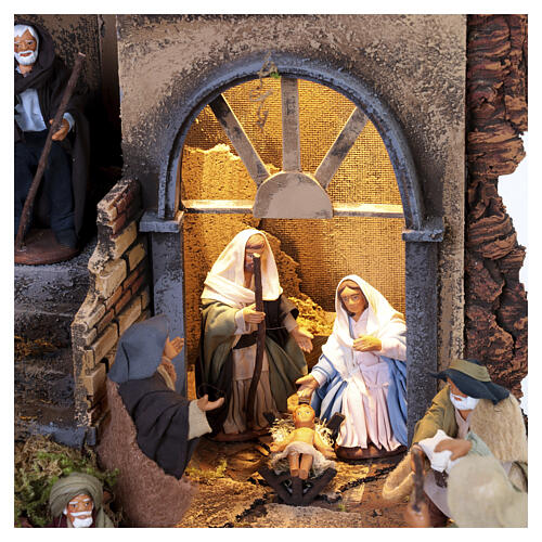 Borgo con luci presepe Napoli 14 cm 110x90x70 cm  2
