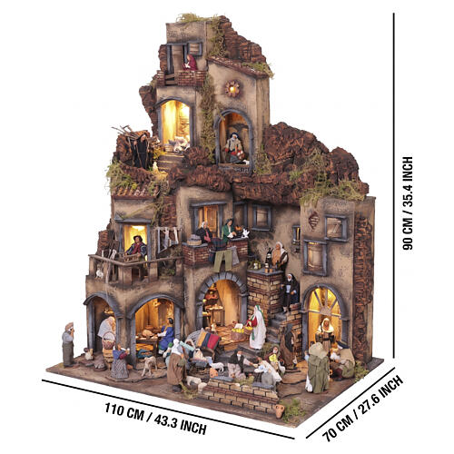 Borgo con luci presepe Napoli 14 cm 110x90x70 cm  3