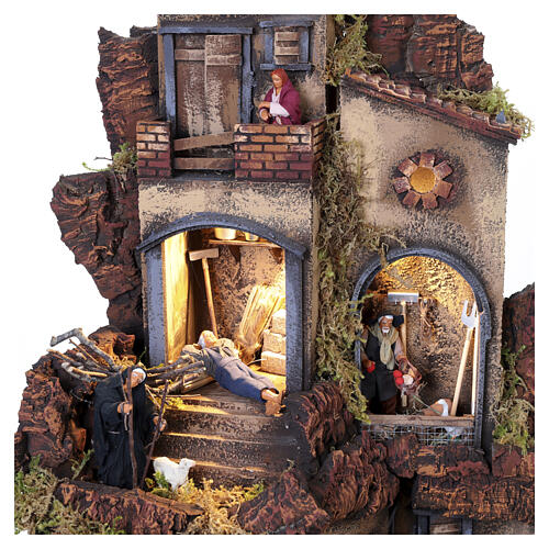 Borgo con luci presepe Napoli 14 cm 110x90x70 cm  5