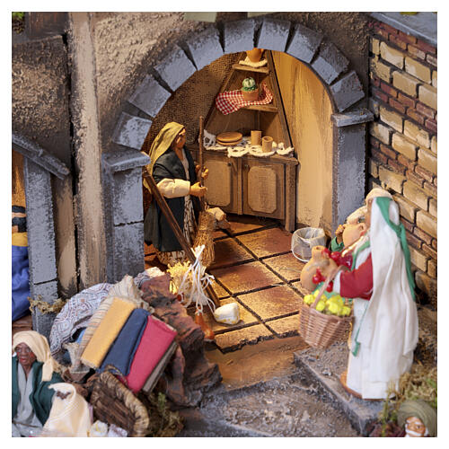 Borgo con luci presepe Napoli 14 cm 110x90x70 cm  6