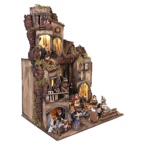 Borgo con luci presepe Napoli 14 cm 110x90x70 cm  7