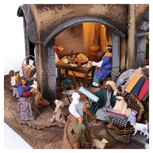 Borgo con luci presepe Napoli 14 cm 110x90x70 cm  9