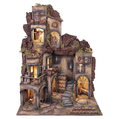 Borgo con luci presepe Napoli 14 cm 110x90x70 cm  11