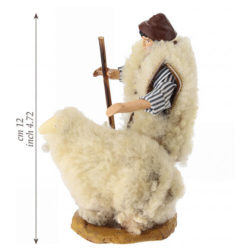 Pastor com ovelha 12 cm presépio napolitano em terracota 2