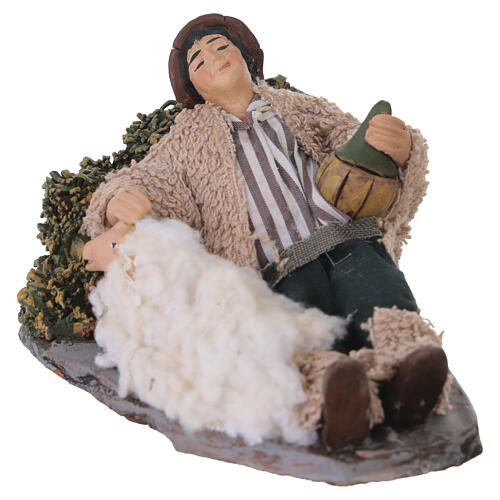 Benino, o pastor adormecido em terracota para presépio napolitano 12 cm 2