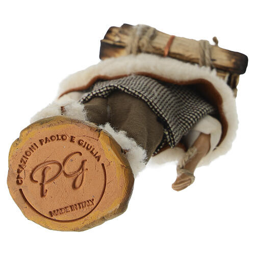 Pastore con legna presepe napoletano 12 cm in terracotta 5